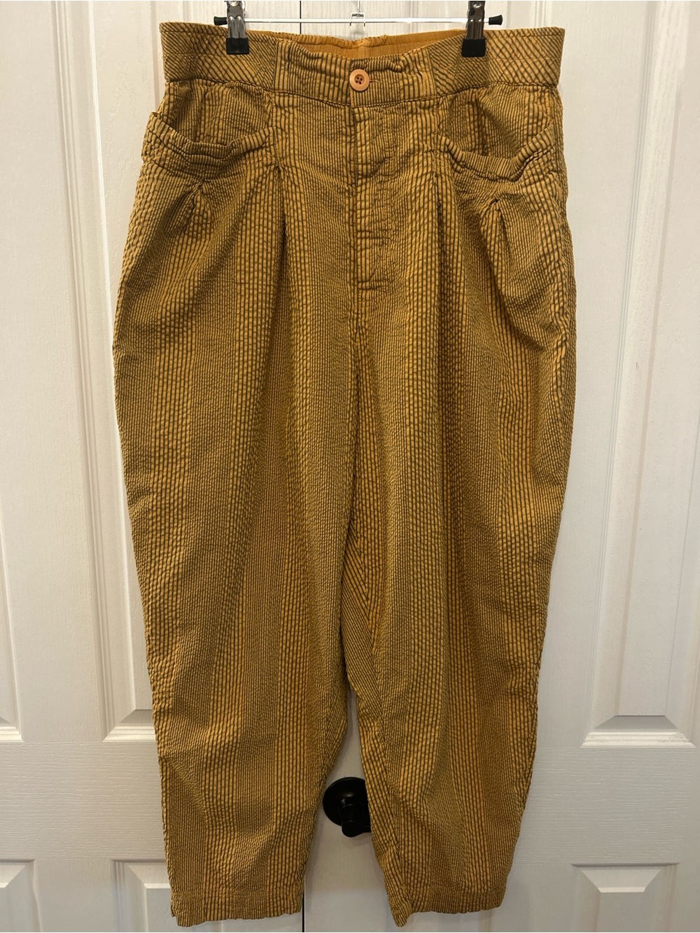 Free People Make a Stand Trousers Sepia Mustard Cotton Harem Pants XL